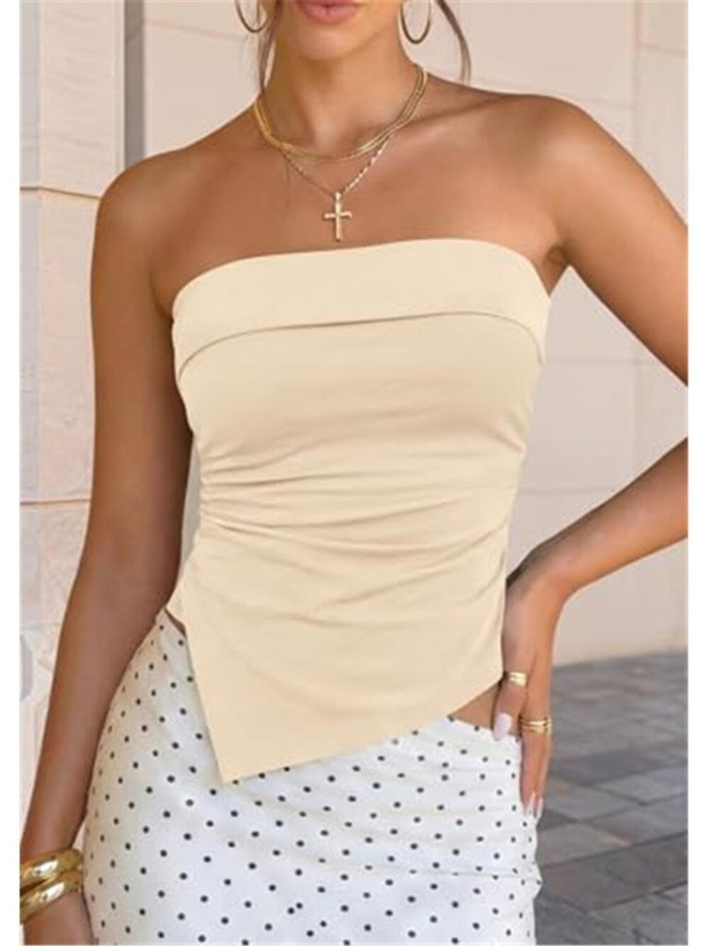 Women's Going Out Tube Top Strapless Fitted Bandeau Top Trendy Summer Shirt - Picture 5 of 6
